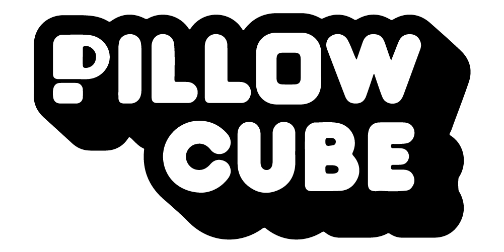 logo, pillow cube